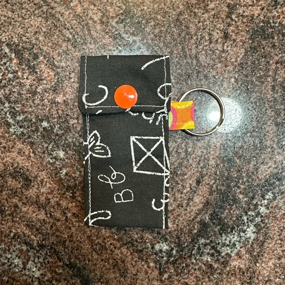 Handmade lip balm holder keychain- chalkboard design